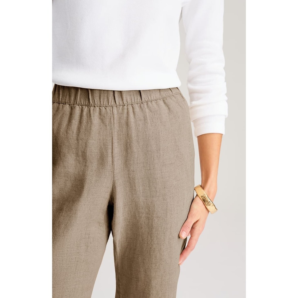 J. Jill Love Linen Brown Straight Leg Elastic Waist Pants Womens Size Medium